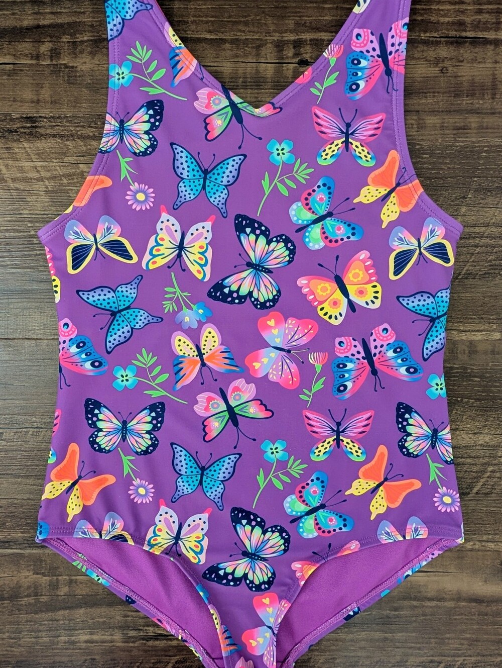 Lands' End Purple Butterfly Swimsuit